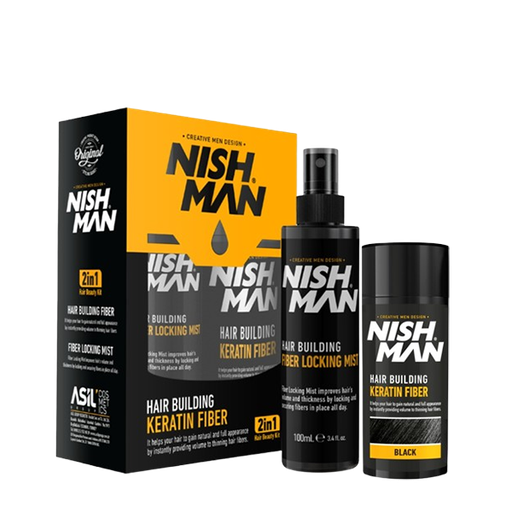 [NMN-160-BLA] NISHMAN FIBRA CAPILAR NEGRA 21GR + LACA FIJADORA 100ML